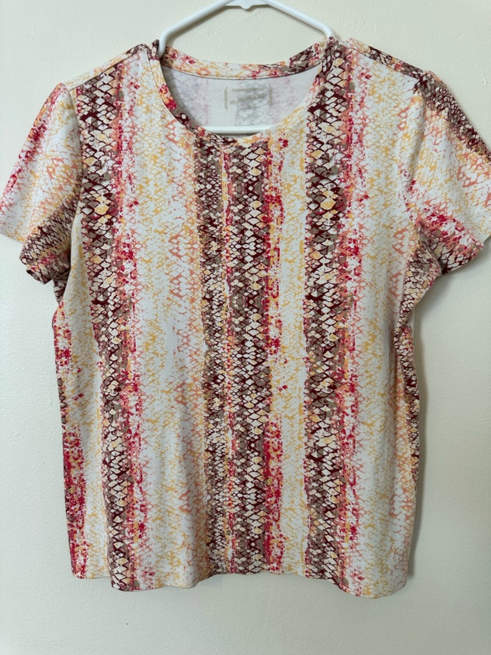 Vintage Cotton Blouse | Geometric Floral Print in Burgundy, Cream & Gold